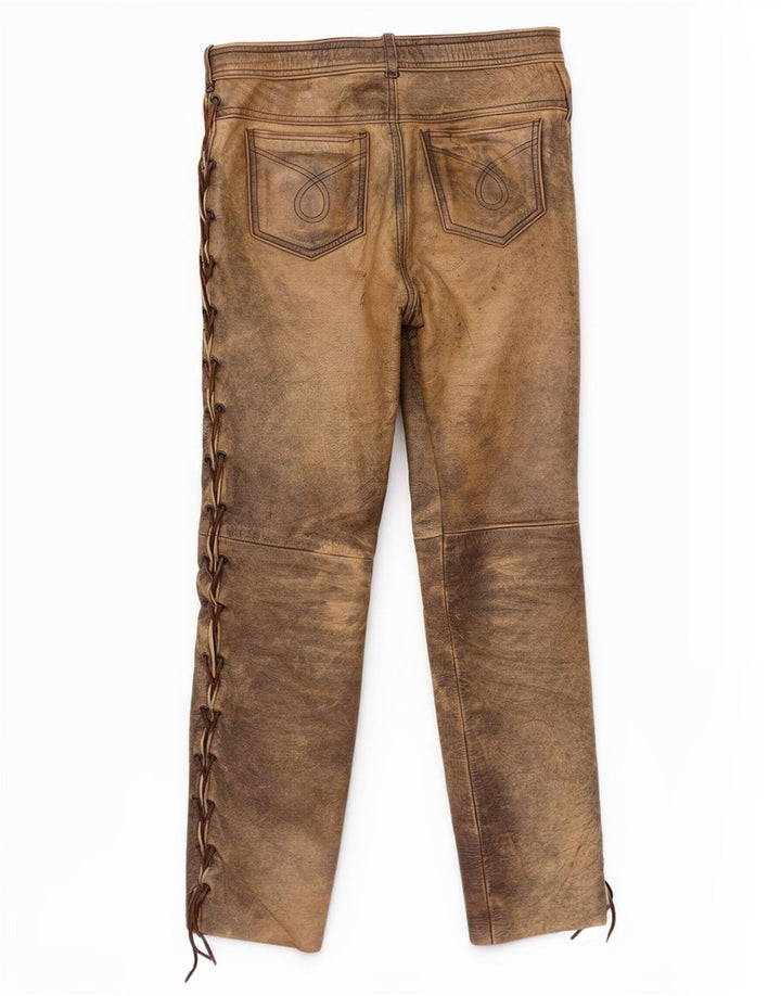 Pantera Herren-Lederhose, Größe 31, B31, L33, braunes Leder