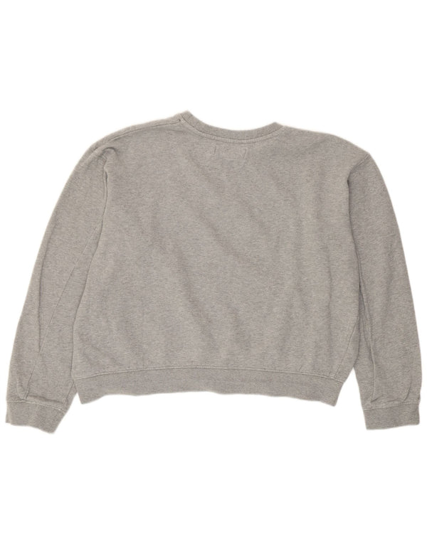 Replay Damen Crop Graphic Oversized Sweatshirt Pullover UK 14 Large Grau