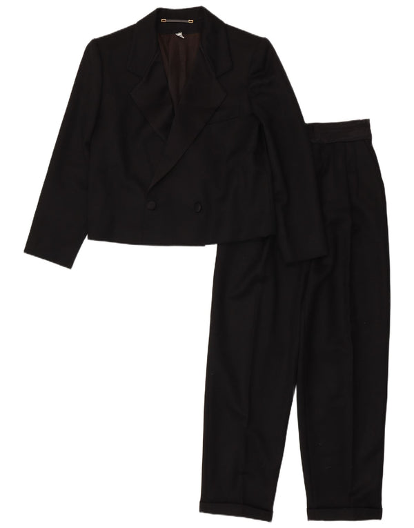 Vintage Damen Zweireihiger 2-teiliger Anzug UK 10 Small W24 L27 Schwarz