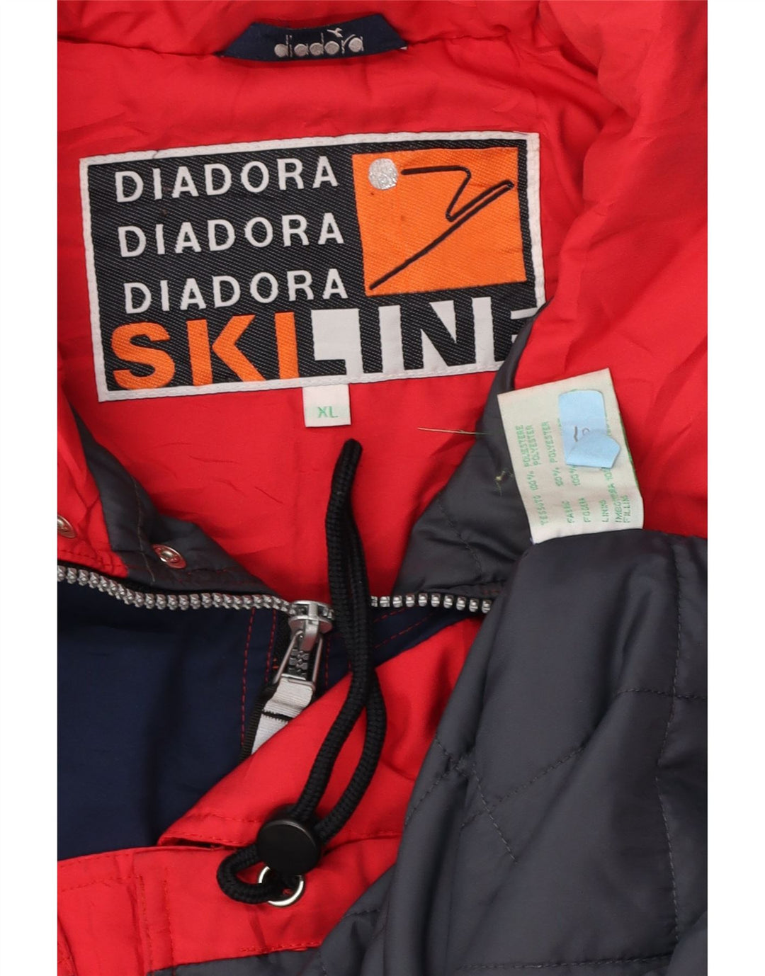 DIADORA Herren-Skijacke mit grafischer Kapuze, UK 42, XL, rotes Farbblock-Polyester