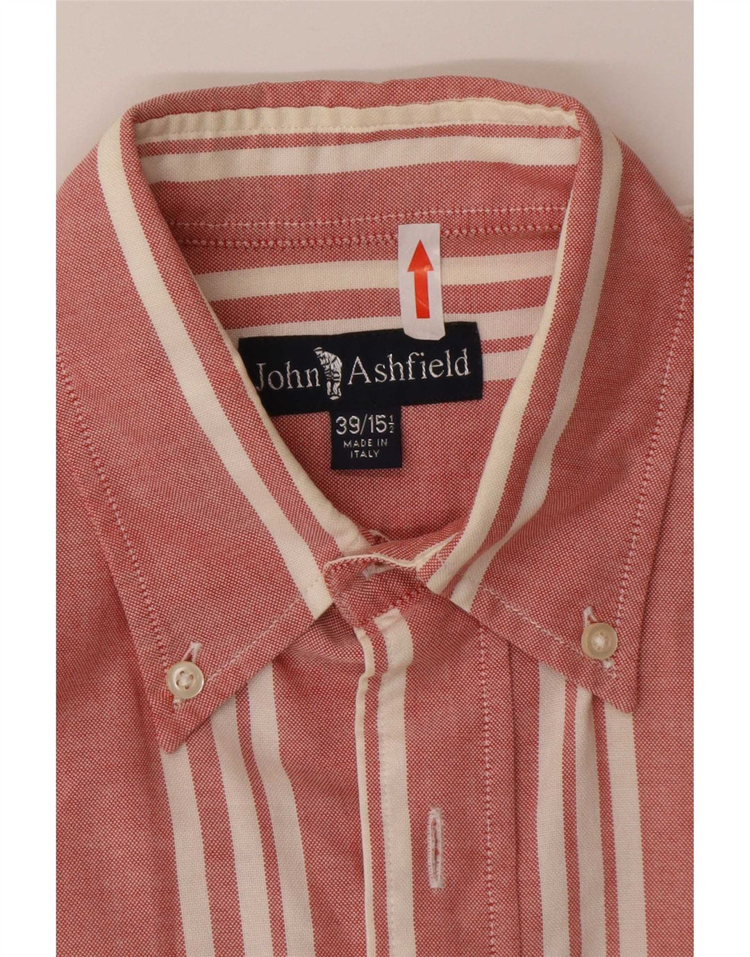 John Ashfield Herrenhemd Größe 39 15 1/2 Mittelrot gestreift