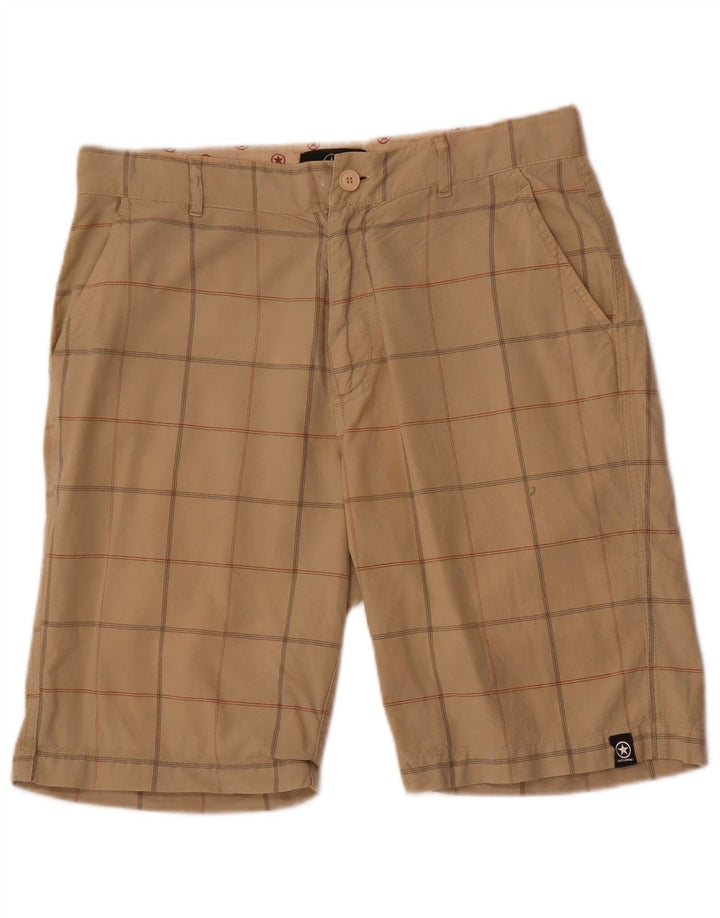 Converse Herren-Chino-Shorts, Größe M, W32, beige karierte Baumwolle