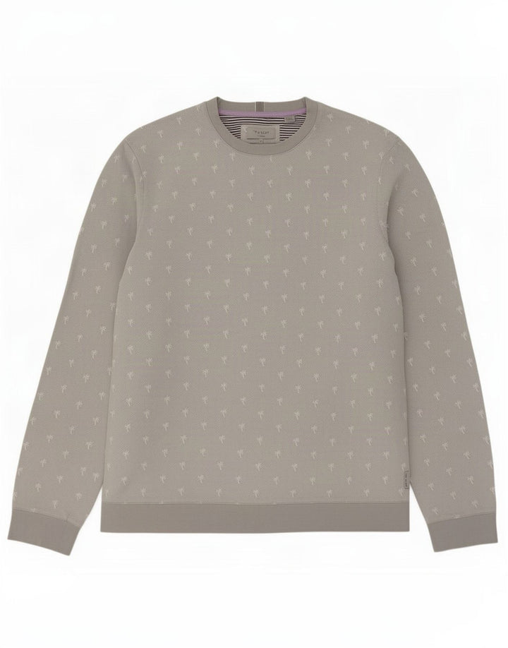 Ted Baker Herren-Sweatshirt-Pullover, Größe 3, mittelgrau gepunktet