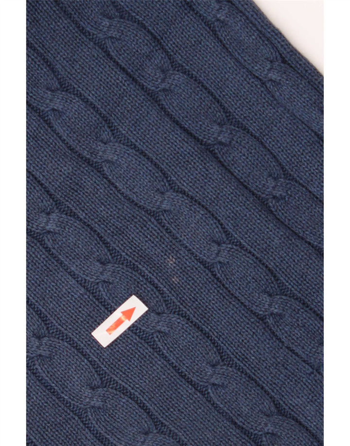 Marks & Spencer Herren Blauer Harbor-Pullover mit U-Boot-Ausschnitt, Mittelmarineblau