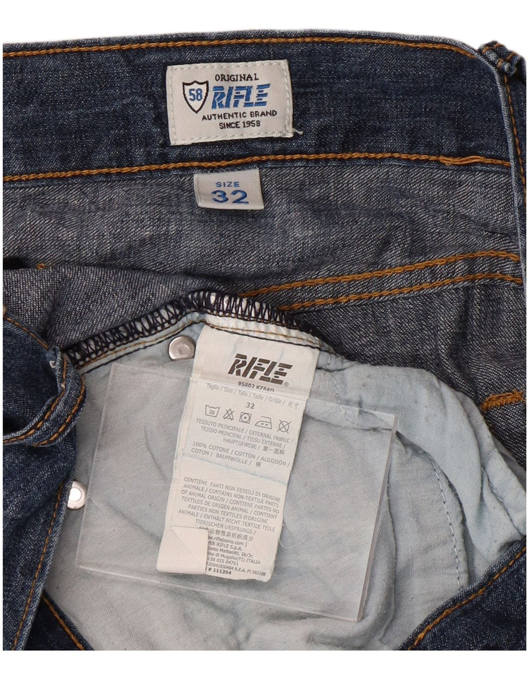 RIFLE Herren Straight Jeans W32 L33 Blaue Baumwolle
