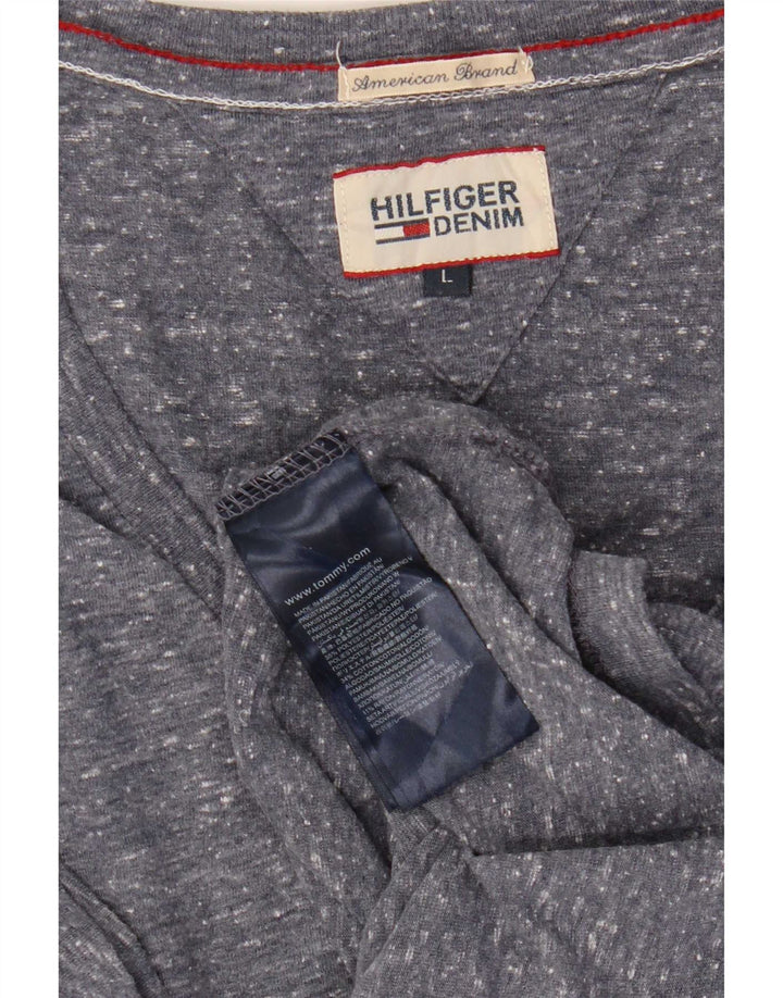 Tommy Hilfiger Damen T-Shirt Top UK 16 Large Grau geflecktes Polyester