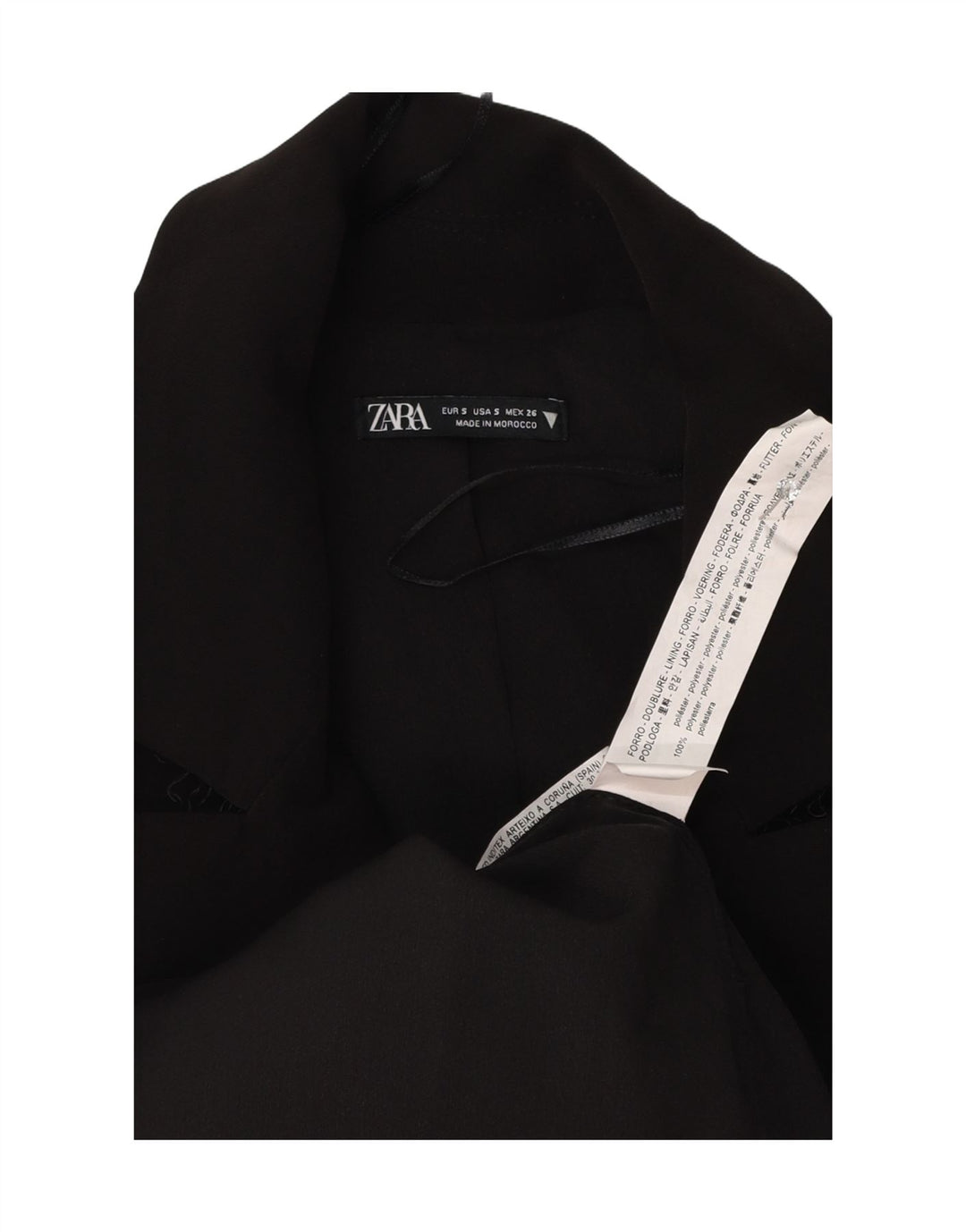 Zara Damen Mantel UK 10 Small Schwarz Polyester