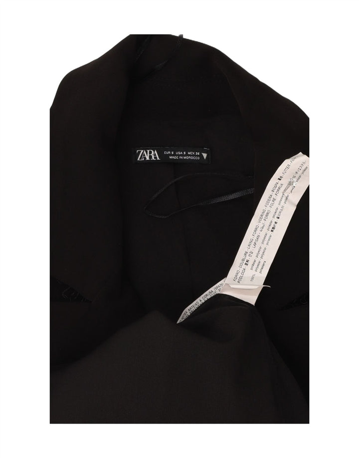 Zara Damen Mantel UK 10 Small Schwarz Polyester