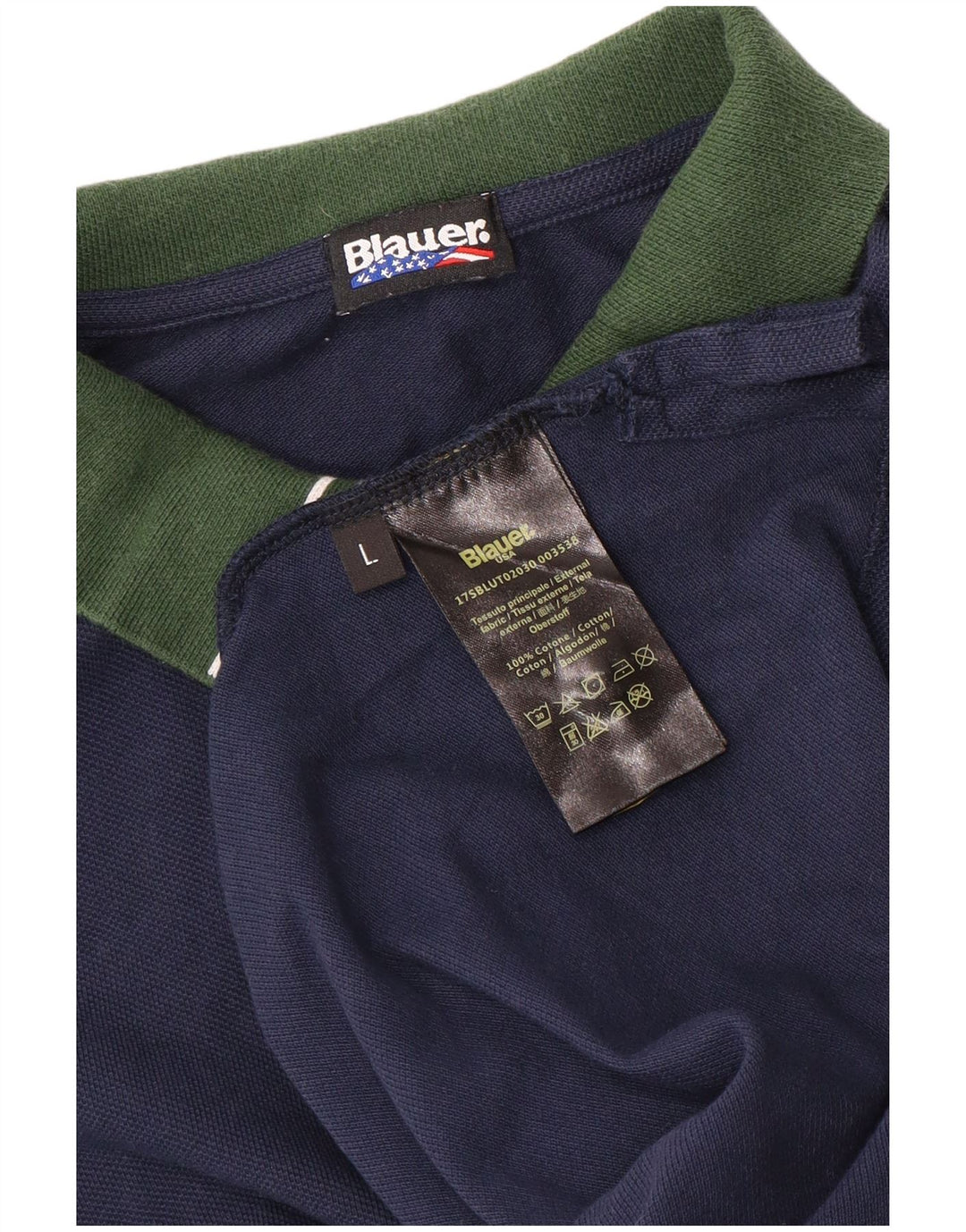 Blauer Herren-Poloshirt, groß, marineblau, Colourblock-Baumwolle