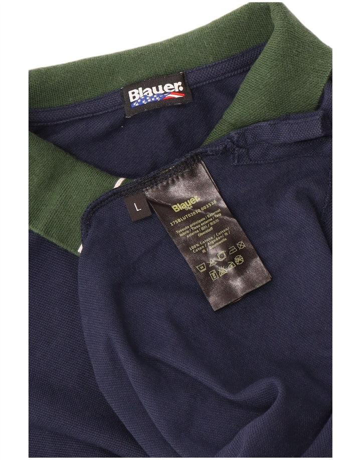 Blauer Herren-Poloshirt, groß, marineblau, Colourblock-Baumwolle