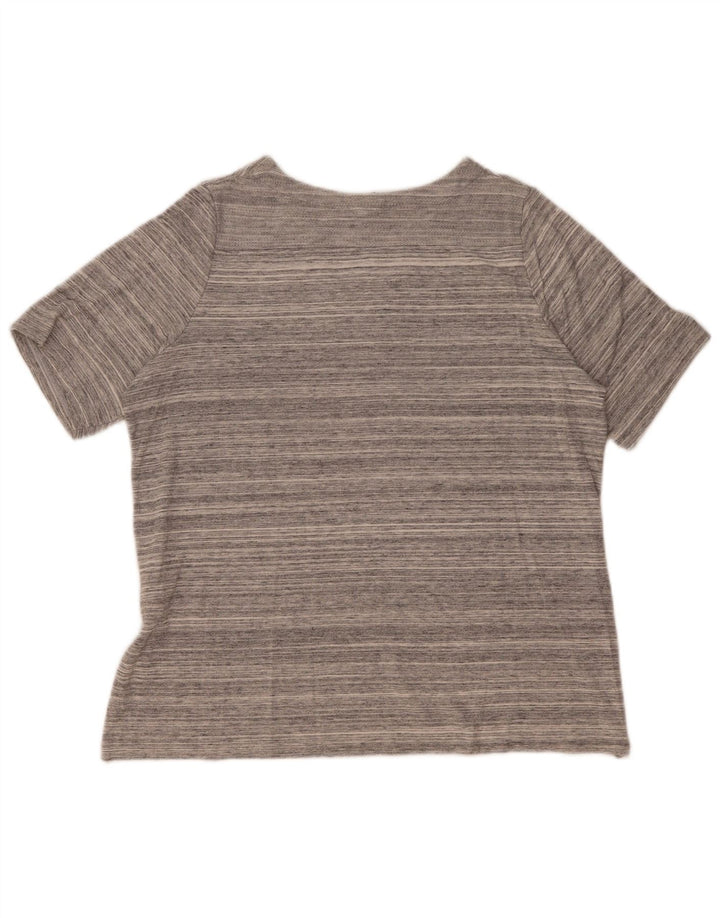 Nike Damen T-Shirt Top UK 14 Mittelgrau gestreift aus Baumwolle