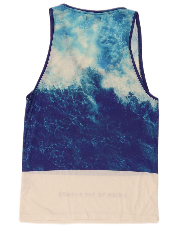Zara Herren-Weste mit Grafik, Mittelblau, Farbblock