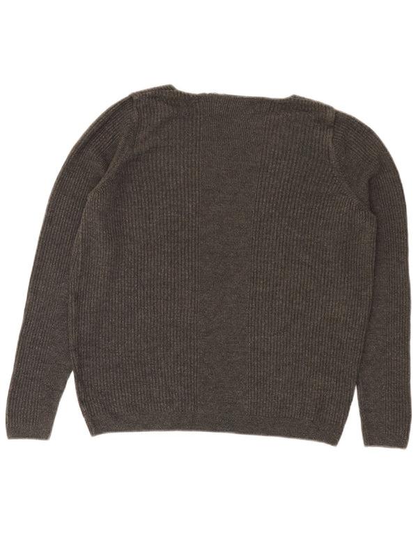 Marks & Spencer Damen Pullover mit V-Ausschnitt, UK 14, Mittelgrau