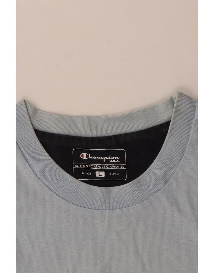 Champion Herren T-Shirt mit Grafik, Größe L, Blau