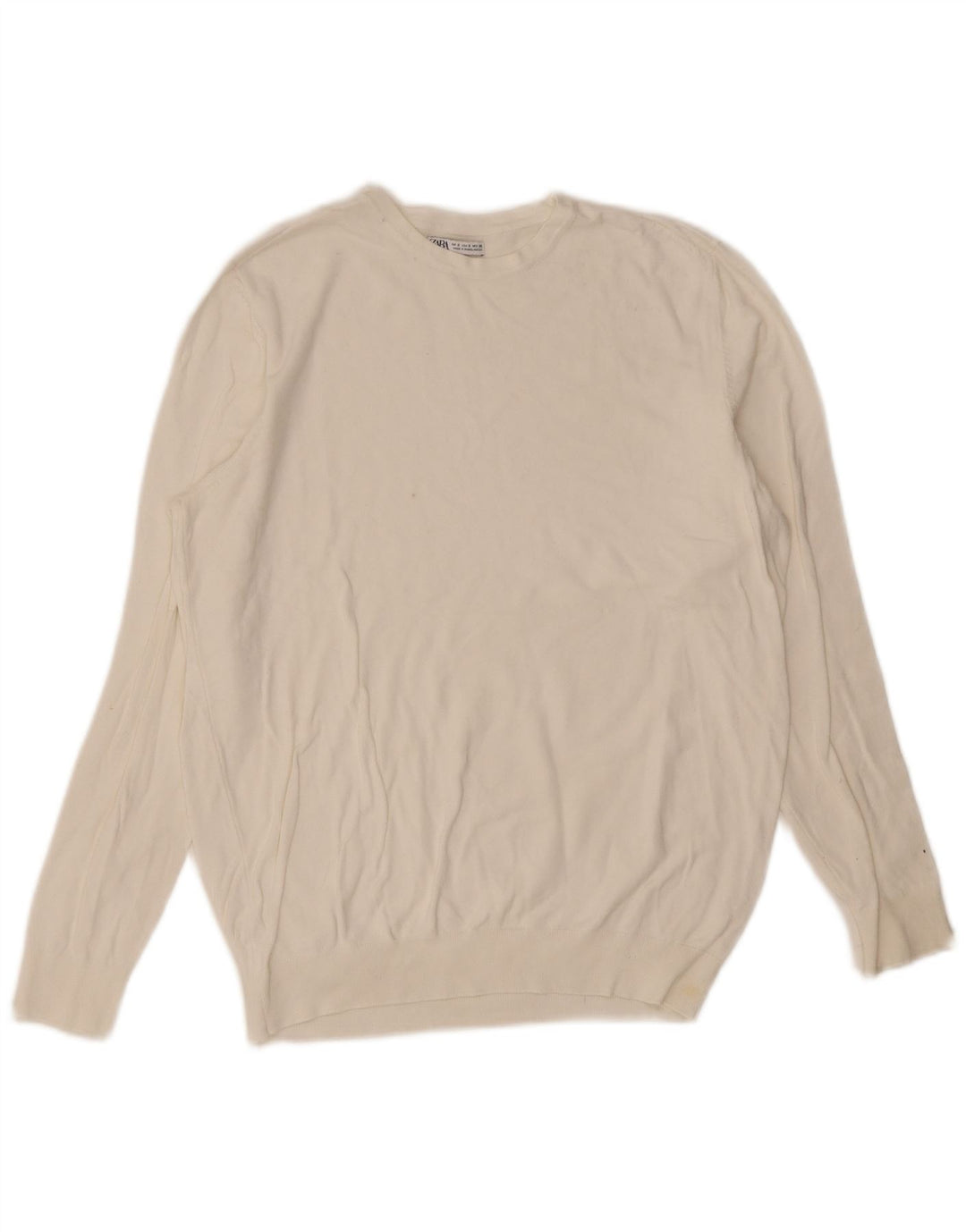Zara Herren-Pullover mit Rundhalsausschnitt, Größe S, Weiß