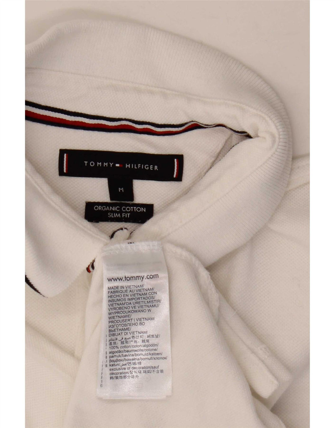 Tommy Hilfiger Herren-Poloshirt mit schmaler Passform, mittelweiße Baumwolle