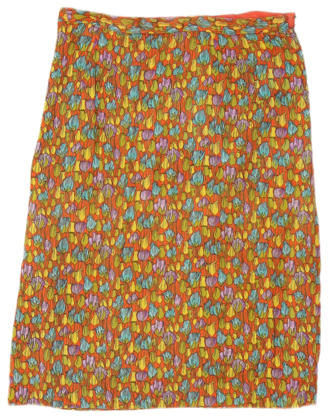 Vintage Damen Gerader Rock W29 Medium Orange Floral