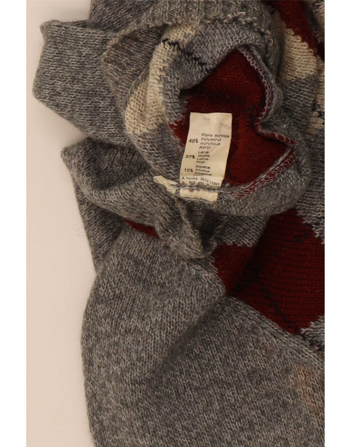 Rodes Herren-Pullover mit Rundhalsausschnitt, Größe 48, mittelgrau, Argyle/Diamant