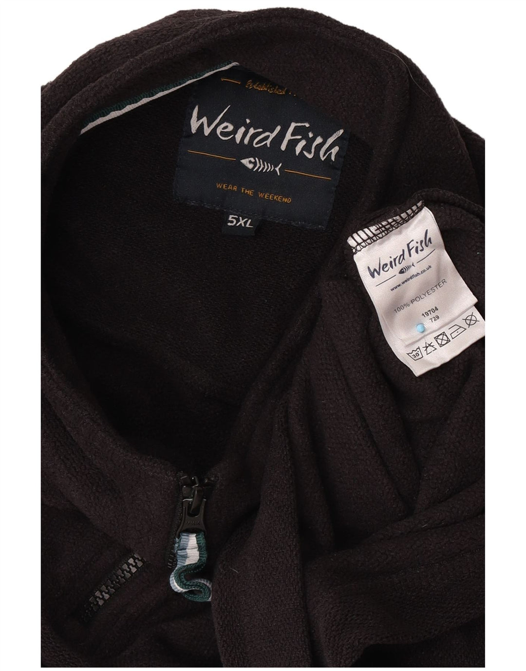 Weird Fish Herren-Sweatshirt mit Reißverschluss am Hals, 5XL, Schwarz, Polyester