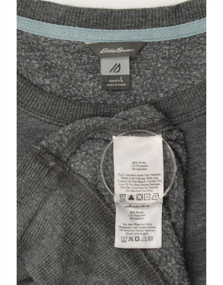 Eddie Bauer Damen Sweatshirt Pullover UK 16 Large Grau Modal