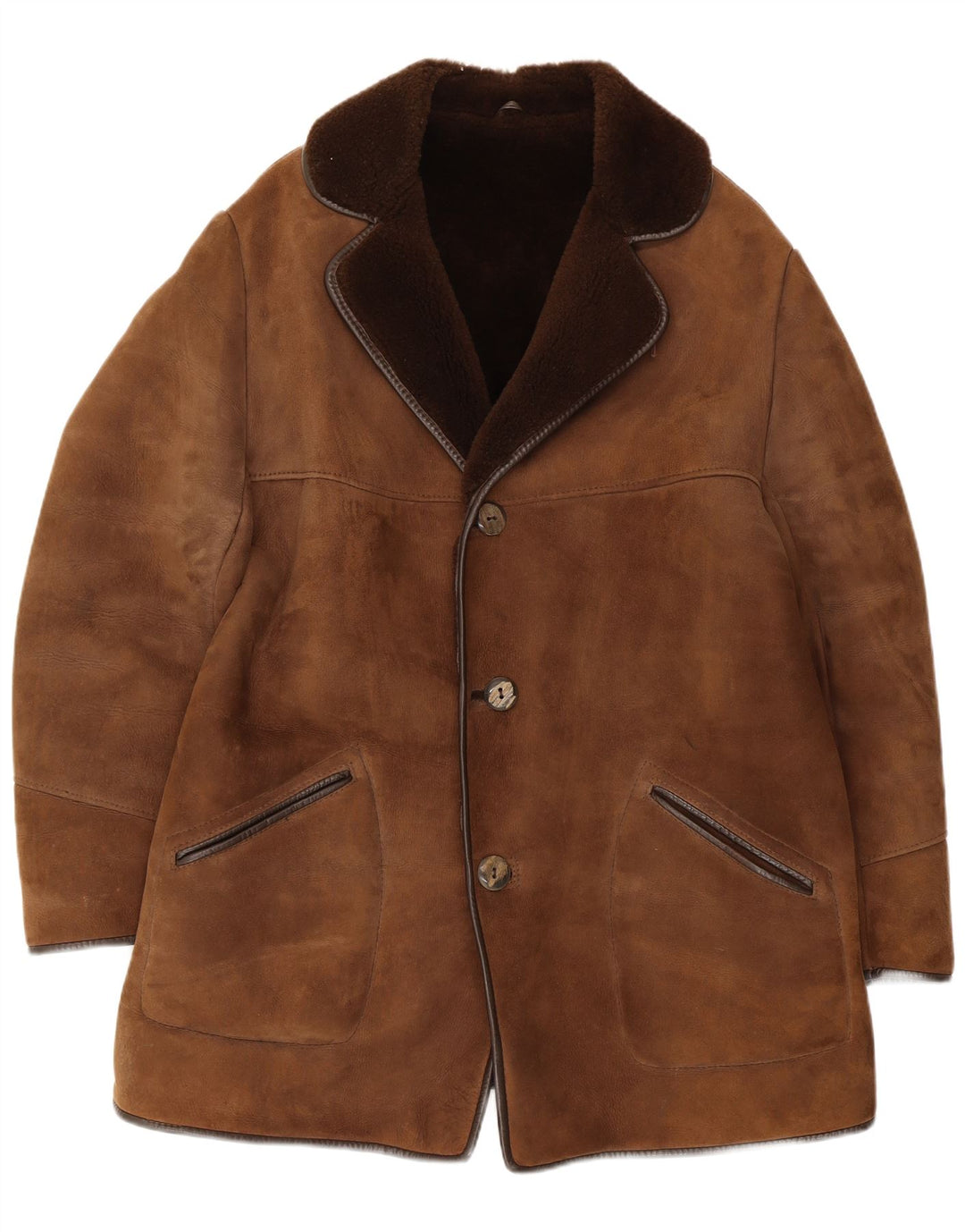 Vintage Herren Shearling Overcoat UK 36 Klein Braun