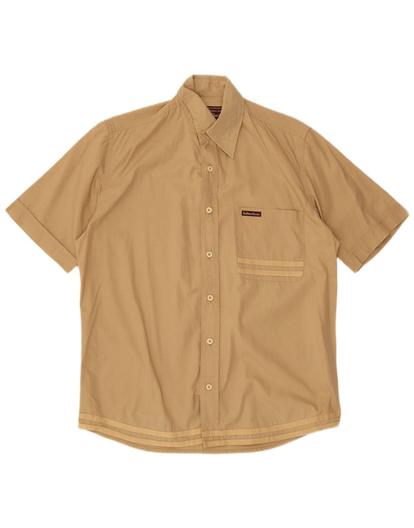 MARLBORO CLASSICS Herren Utility-Kurzarmhemd, klein, beige gestreift