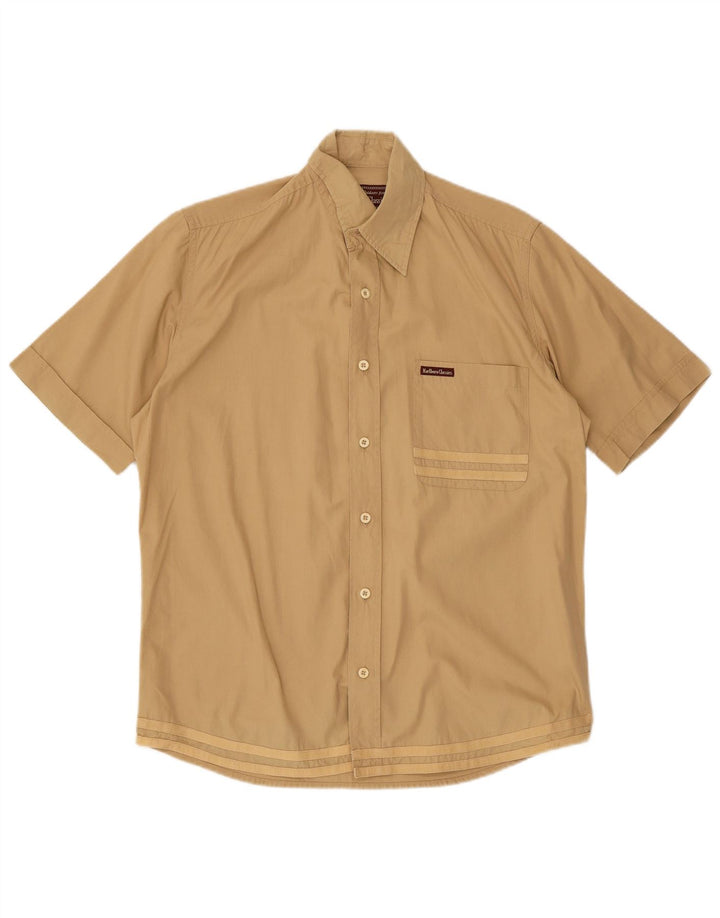 MARLBORO CLASSICS Herren Utility-Kurzarmhemd, klein, beige gestreift