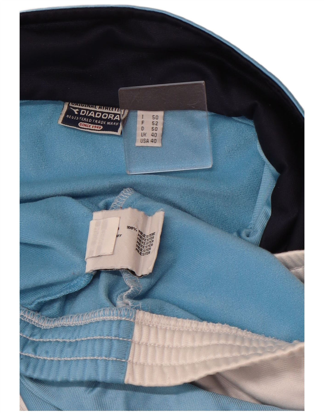 Diadora Herren-Trainingsanzug-Top-Jacke, UK 40, mittelblaues Colourblock-Polyester