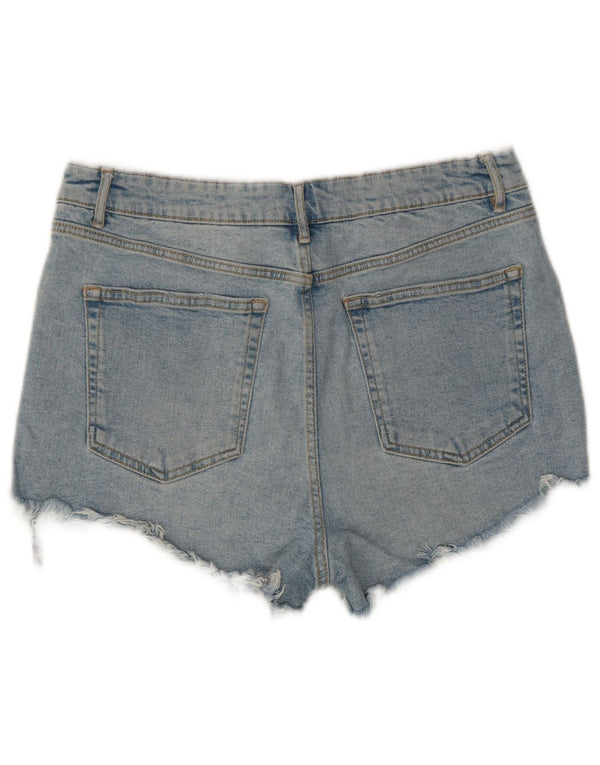 Zara Damen Jeansshorts mit hoher Taille, EU 44, XL, W34, blaue Baumwolle