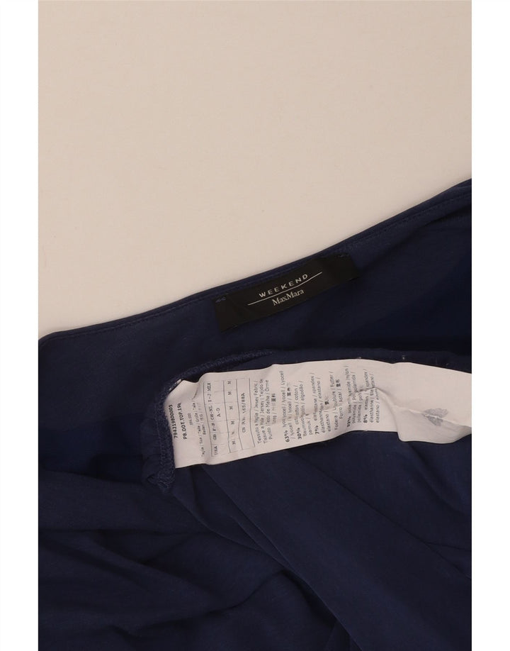 Max Mara Damen T-Shirt Top UK 12 Mittel Marineblau Lyocell