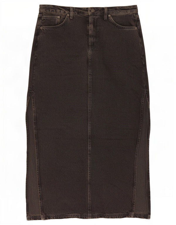 Topshop Damen Maxi-Jeansrock UK 12 Medium W28 Schwarze Baumwolle