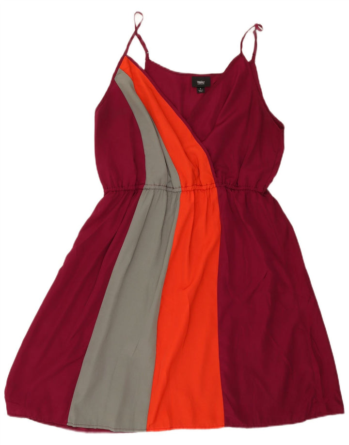 MOSSIMO Damen-Slip-Kleid, UK 14, groß, Burgunderrot, Farbblock-Polyester