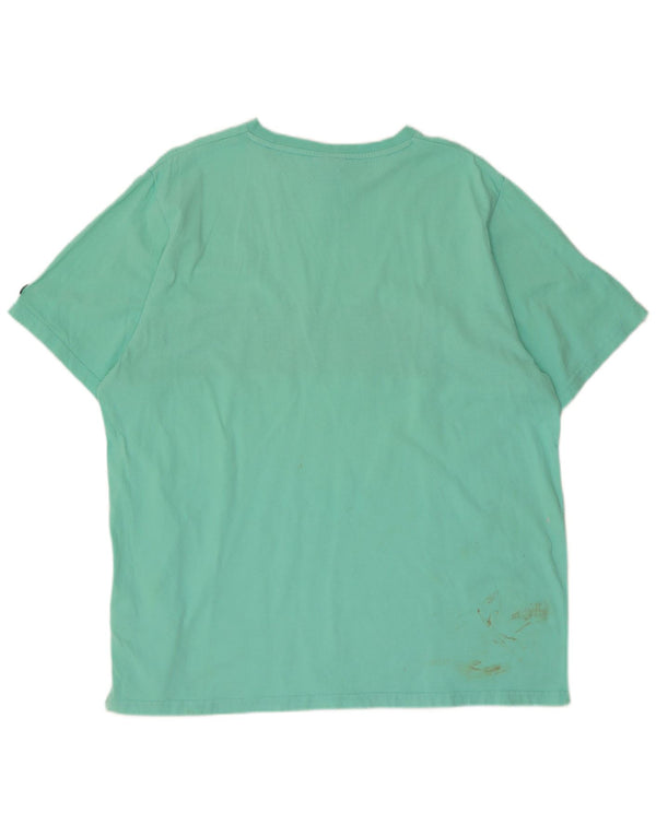 Ellesse Herren Grafik-T-Shirt Top 2XL Türkis Colourblock Baumwolle