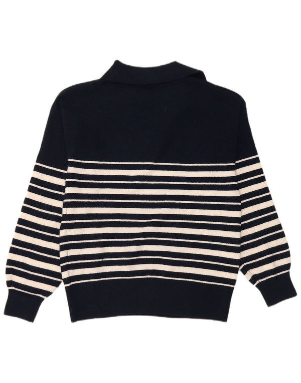 Marks & Spencer Damen-Pullover mit Polokragen, Gr. 6, XS, Marineblau gestreift