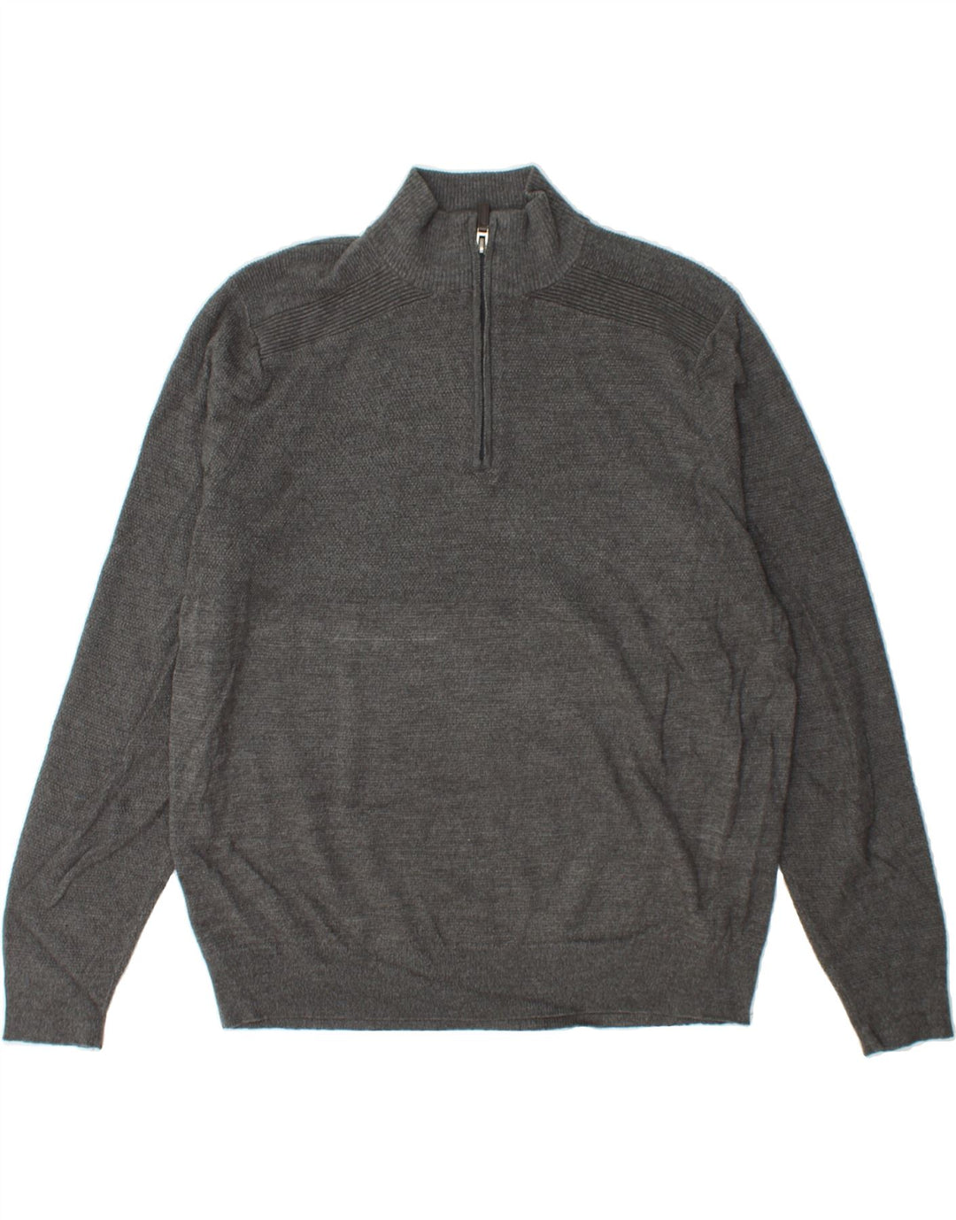 DOCKERS Mens Zip Neck Jumper Sweater Large Grey Acrylic Vintage Dockers and Second-Hand Dockers from Messina Hembry 