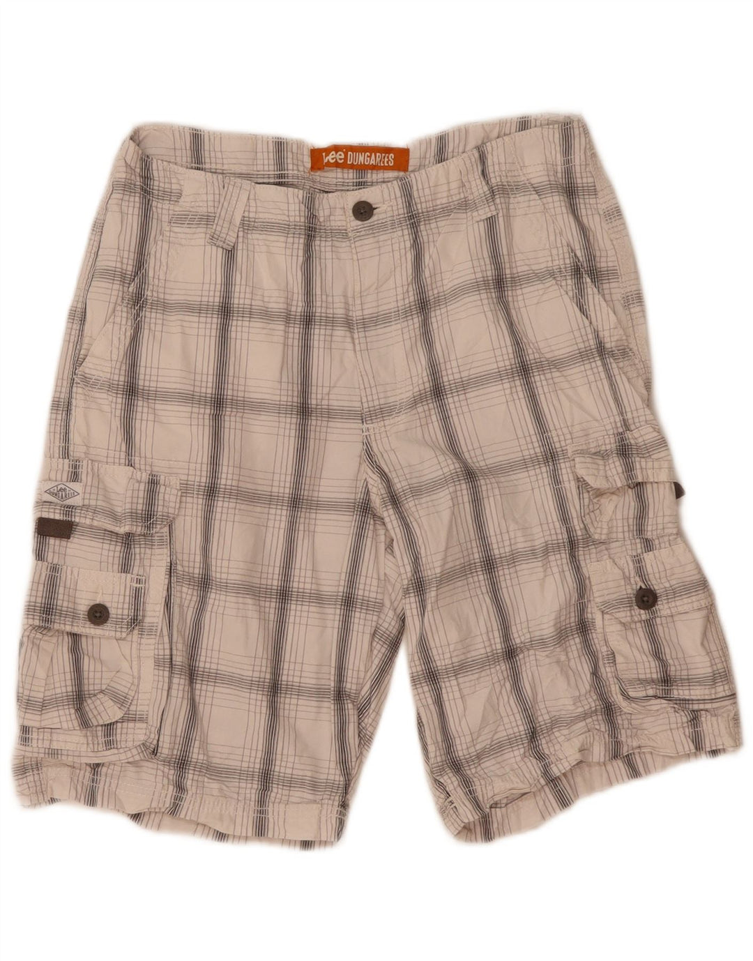 Lee Herren Cargoshorts W32 Mittelweiß karierte Baumwolle