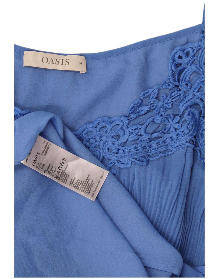 Oasis Schulterfreies Damenkleid UK 14 Mittelblaues Polyester
