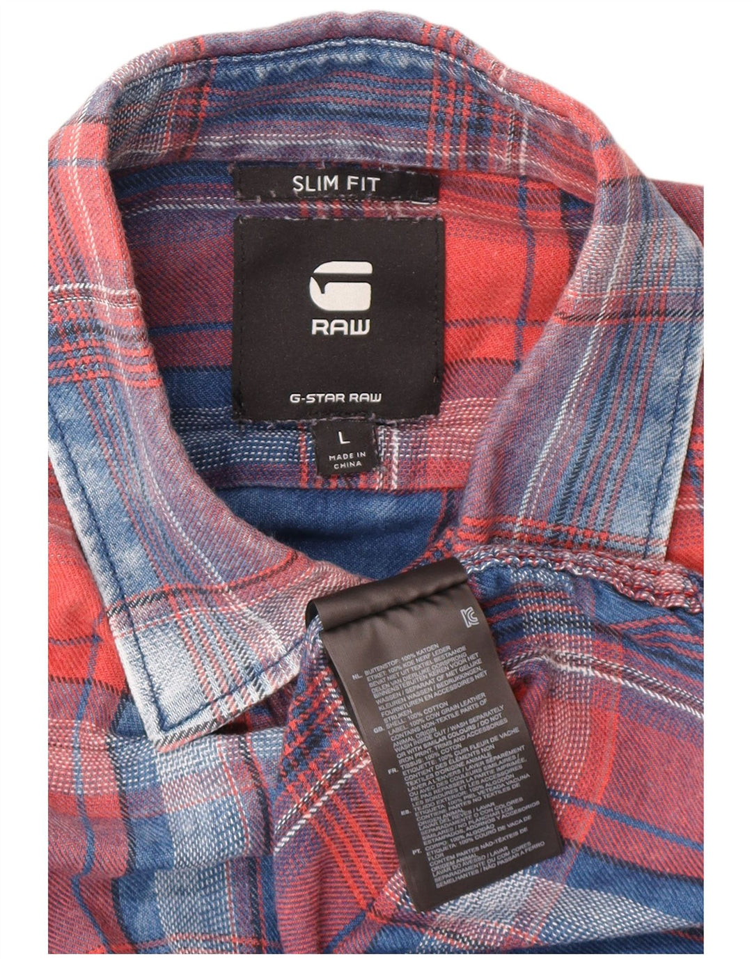 G-Star Herren Slim Fit Hemd, groß, blau kariert, Baumwolle