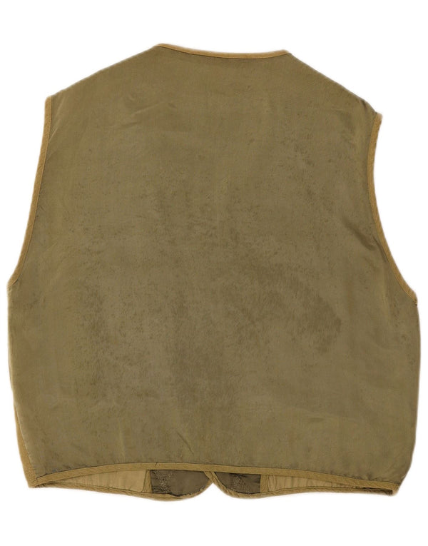 Vintage Herren Cord Steppweste Groß Khaki