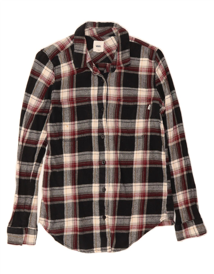 VANS Womens Flannel Shirt UK 6 XS Black Check Cotton Vintage Vans and Second-Hand Vans from Messina Hembry 