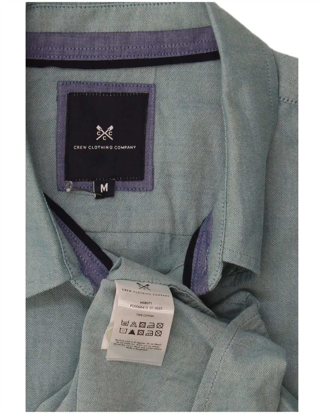 Crew Clothing Herren-Kurzarmhemd aus mittelblauer Baumwolle
