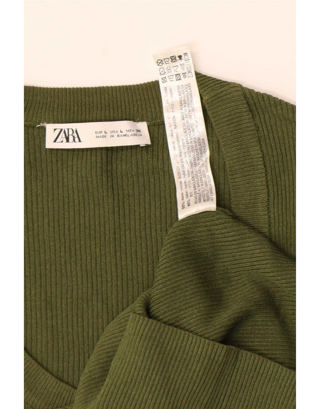 Zara Damen Top Langarm UK 14 Large Khaki Viskose
