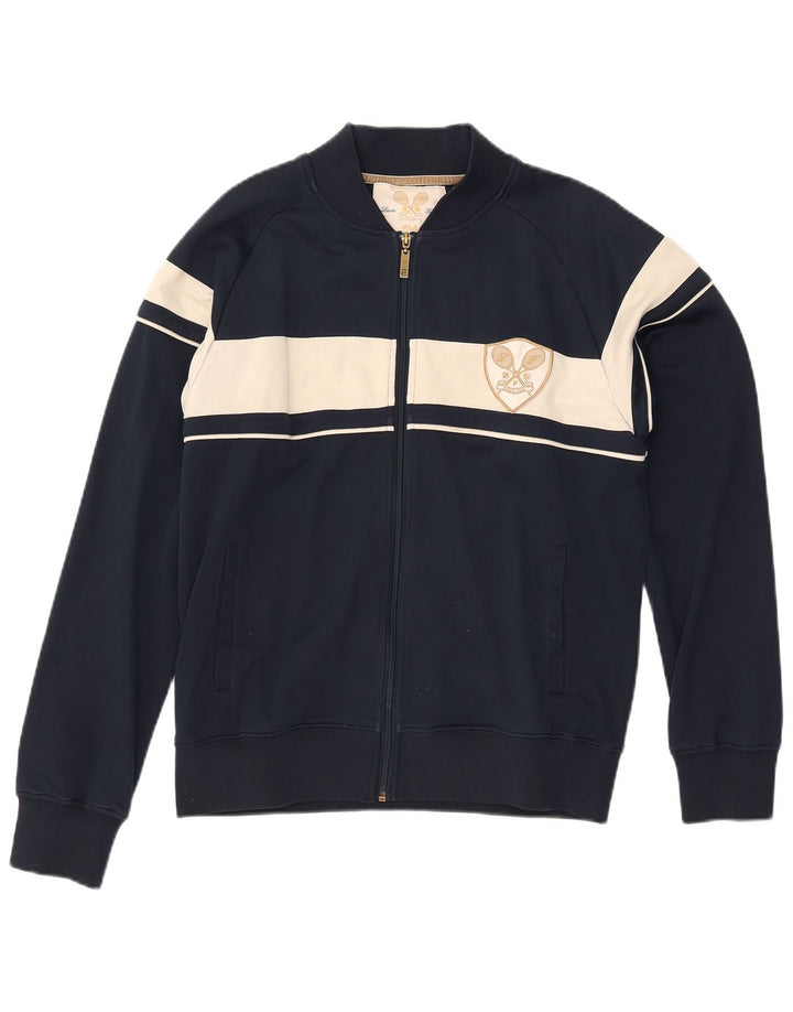 FILA Herren-Trainingsanzug-Oberteil, Mittelgroßes marineblaues Farbblock-Polyester