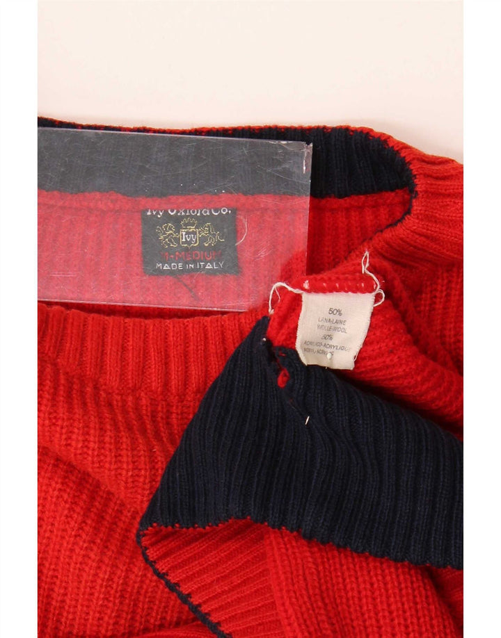 Ivy Oxford Herren-Pullover mit Rundhalsausschnitt, mittelrote Wolle