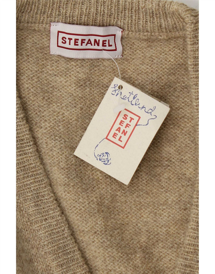 Stefanel Damen Ärmelloser Cardigan-Pullover UK 14 Mittelbeige