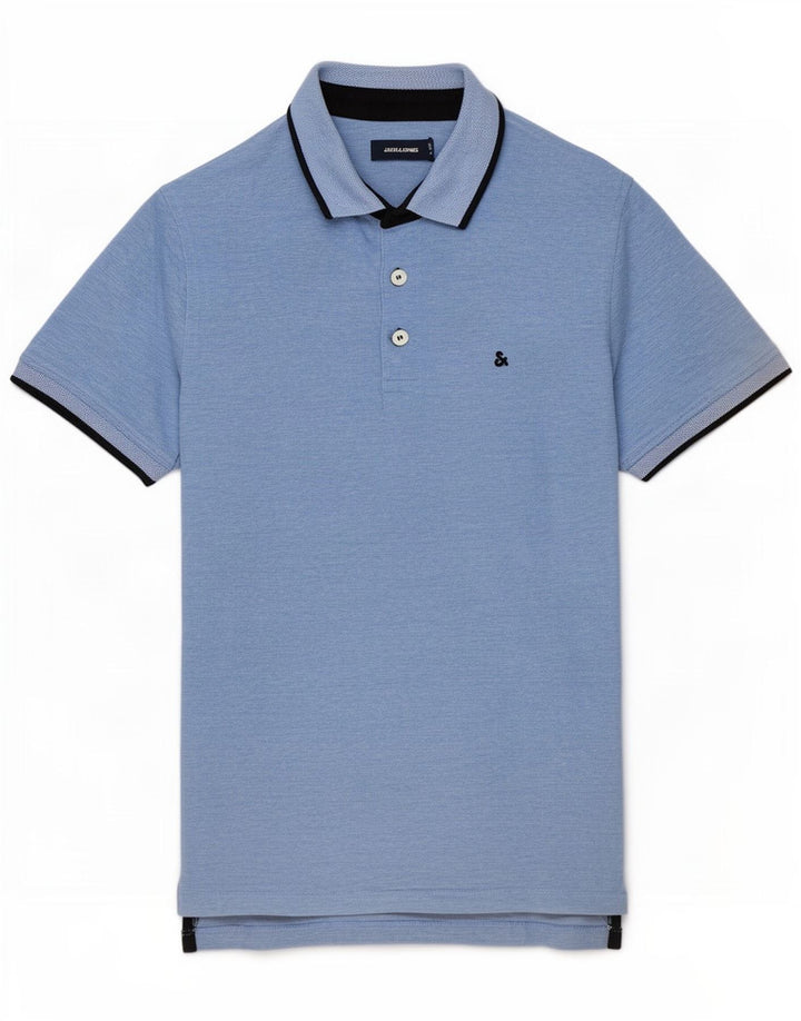 Jack & Jones Herren-Poloshirt aus mittelblauer Baumwolle