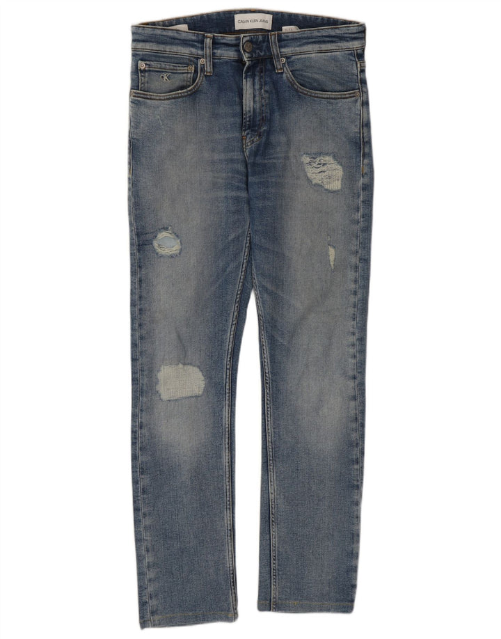 Calvin Klein Herren Distressed Slim Jeans W29 L28 Blaue Baumwolle