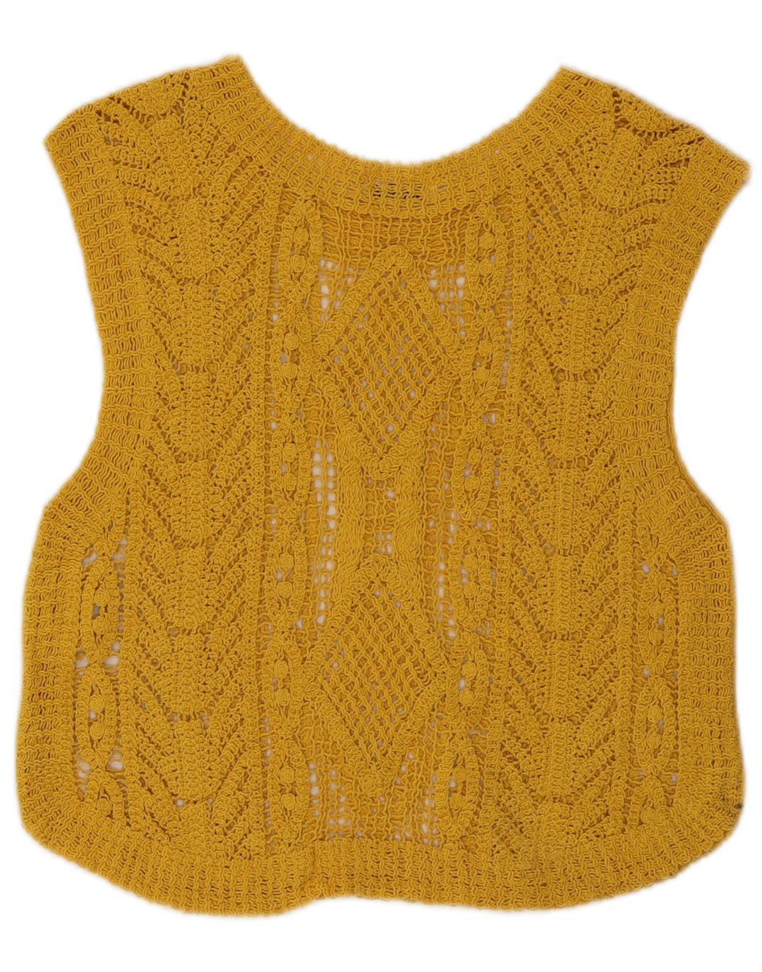 Zara Damen Crop Crochet Vest Top UK 12 Mittelgelb