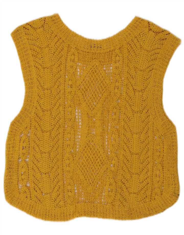 Zara Damen Crop Crochet Vest Top UK 12 Mittelgelb