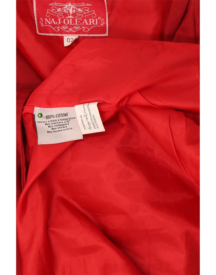 Naj Oleari Damen Übergroßer Trenchcoat US 2 XS Rote Baumwolle